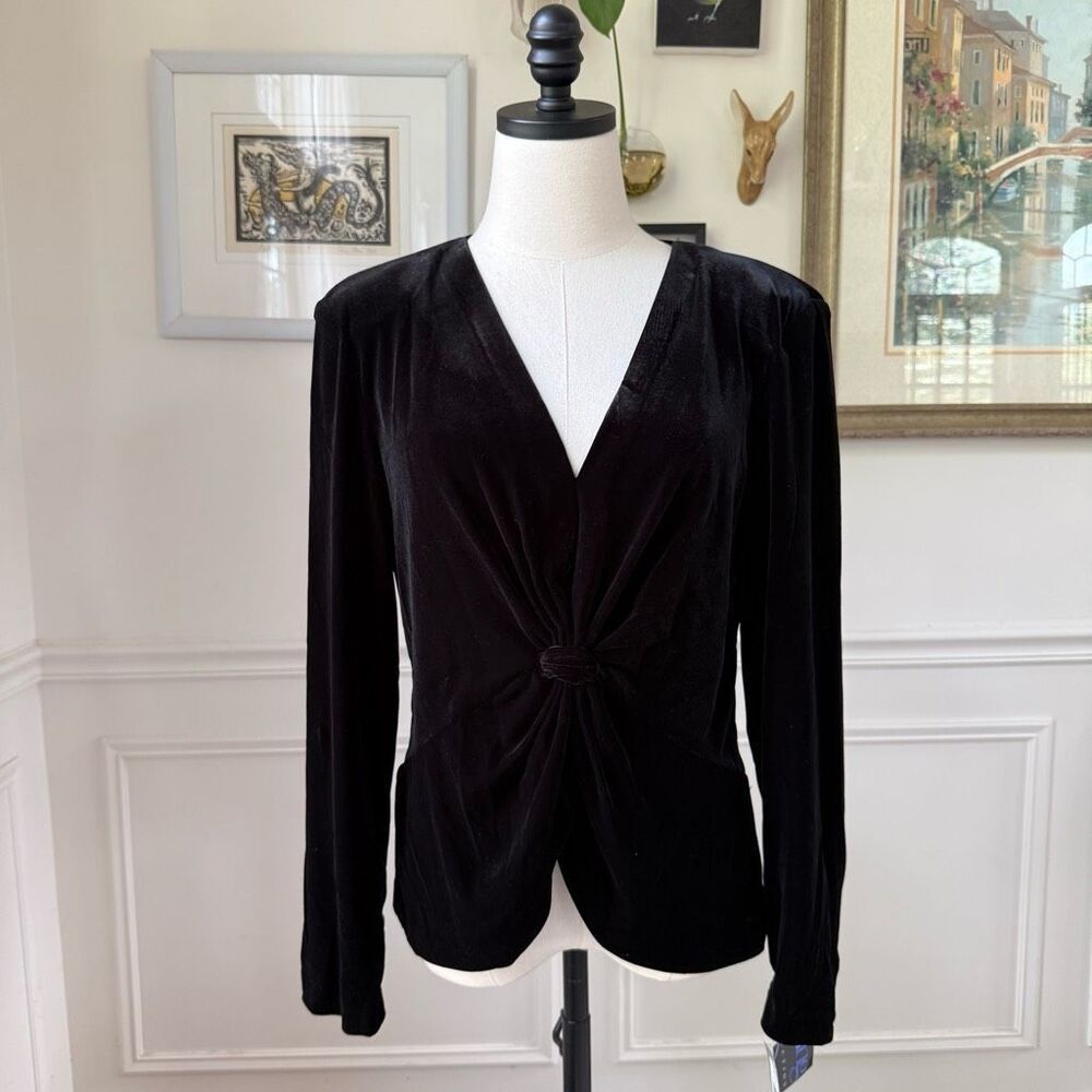 Nwt Nos Vintage Patra Loehmann’s Black Velvet Twist Front Top L